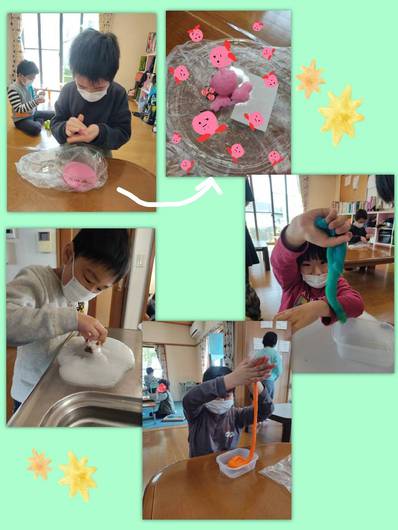 春のスライム作り 春のスライム作り
