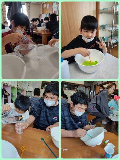春のスライム作り 春のスライム作り