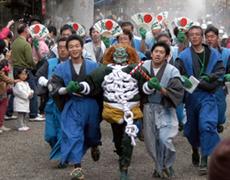 <鬼祭り>「アオー」青鬼駆ける 愛知・豊橋で無病息災願う