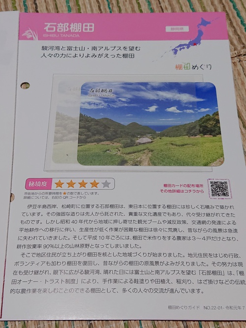 棚田カードをボランティア参加者に配りました!/石部の棚田@松崎町! 棚田カードをボランティア参加者に配りました!/石部の棚田@松崎町!