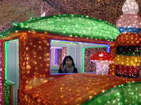 光のトンネルの中の電車 光のトンネルの中の電車