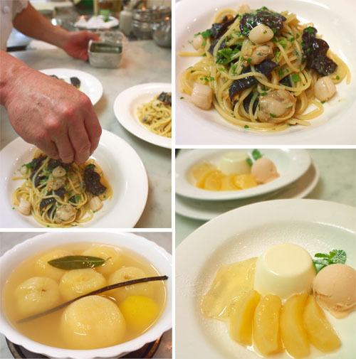 旬の生きくらげパスタ と 桃のコンポート ♪ 旬の生きくらげパスタ と 桃のコンポート ♪