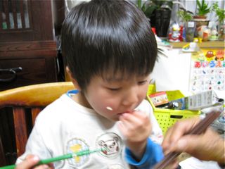 ほっぺにお弁当つけて。。。
