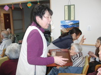 2人3脚の紙芝居と豆まき