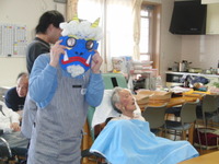2人3脚の紙芝居と豆まき