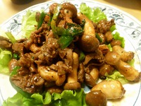 Babyしいたけと牛肉のオイスター炒め