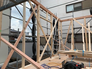 建て方の準備に火がついて 建て方の準備に火がついて