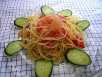トマトとグレープフルーツの冷製パスタ