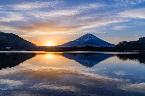 精進湖の素敵な朝