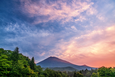 中腹からの富士と色付く空