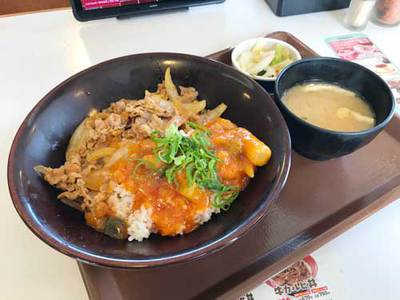 すき家　エビチリ牛丼