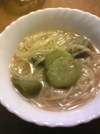 ヘチマとソーメンの味噌汁