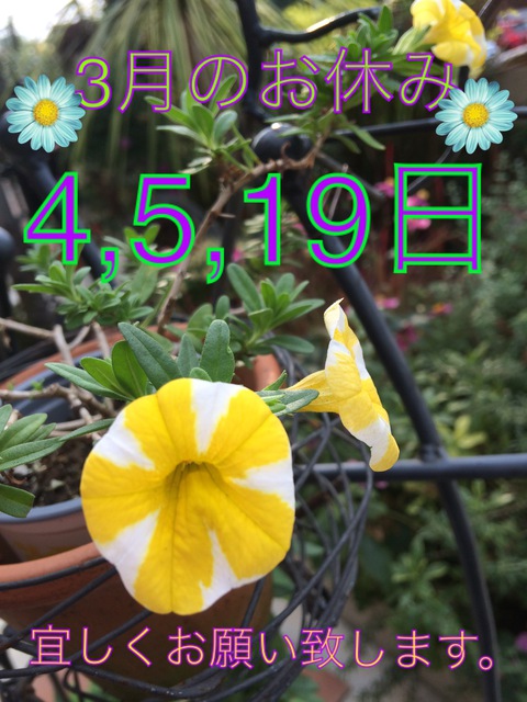 3月のお休み