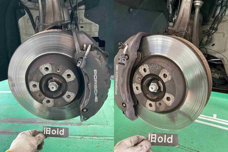 H30　ポルシェ　パナメーラ　フロントディスクローター、ブレーキパッド交換