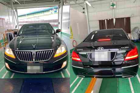 H29　ヒュンダイ　EQUUS　VS380　1年点検（エンジンオイル、ブレーキパッド、ベルト）