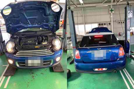H23　BMW　MINI　車検整備（ブレーキパッド、パッドセンサー、エアコンフィルター）