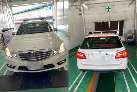 H23　メルセデスベンツ　E250CG　車検（タイヤ、オイル漏れ、オイルエレメントケースパッキン、インマニ取り外し）