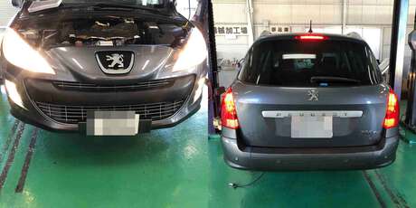 H22 プジョー　308　1年点検（ブレーキパッド、バッテリー）