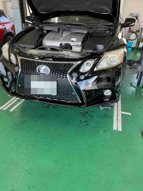 Ｈ19　レクサス　ＧＳ350　オートマオイル漏れ修理、フロントバンパー板金作業