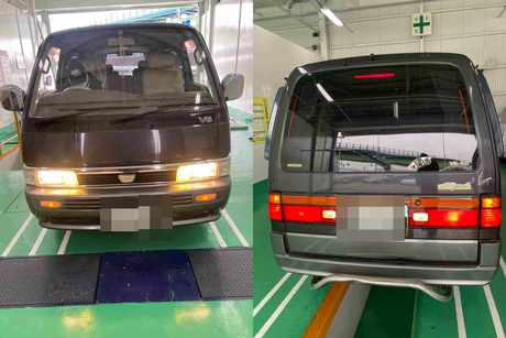 H4　ニッサン　ホーミー　車検（ローター、ハブベアリング、オイル、オイルパン、ホース、プラグコード）
