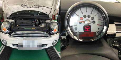 H21　BMW　MINI　側溝に落ちた、ATミッションが3速固定になり変速しない