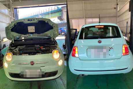 H27　フィアット　500　安心点検（ブレーキパッド、エアコンフィルター、ブレーキオイル）