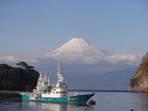 西伊豆戸田港から今日の富士山