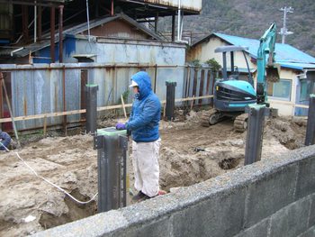 下田の白浜ハウスの上棟の準備