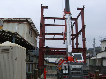 白浜ハウス建て方始まる