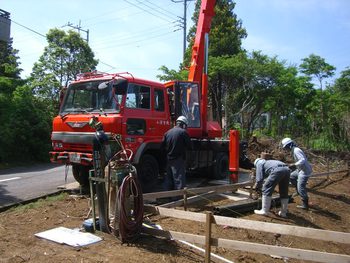 箱根芦ノ湖高原S邸は杭工事完了