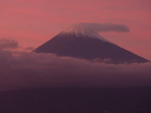 夕暮れの富士山
