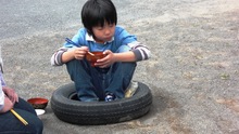 家族ではっちゃき廃校で昔遊び