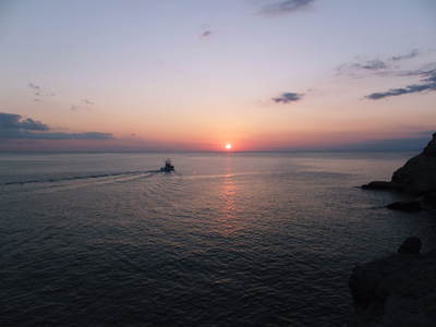 夕日がええ季節になってきやしたー