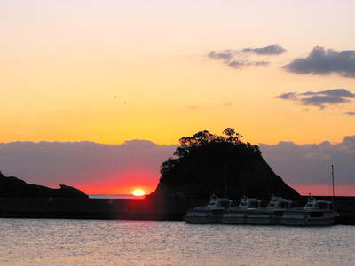 寒い風が吹いてきた―　夕陽！