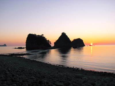 ☆とんぼろ海の道☆来そうなんで―　夕陽