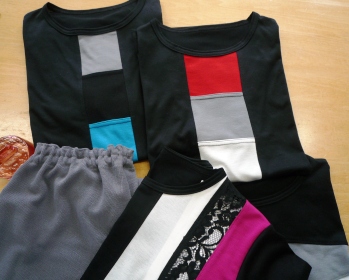パッチワークのロングＴシャツ