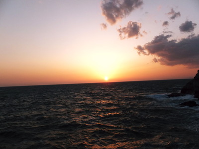 大荒れ　夕陽！