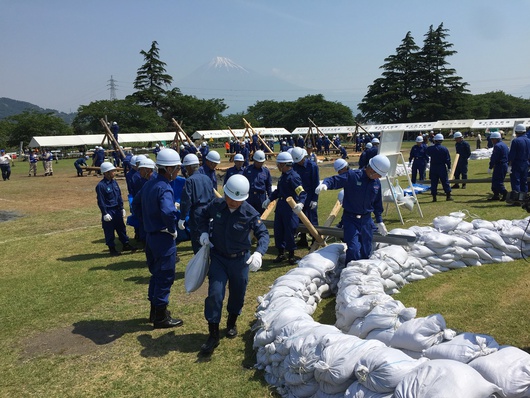 富士市水防訓練、雁堤で開催!ご苦労様です!そしてありがとうございます。