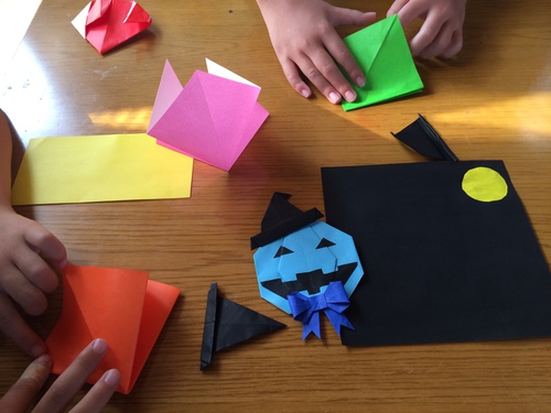 【origami・ハロウィン】おりがみでカボチャの飾り