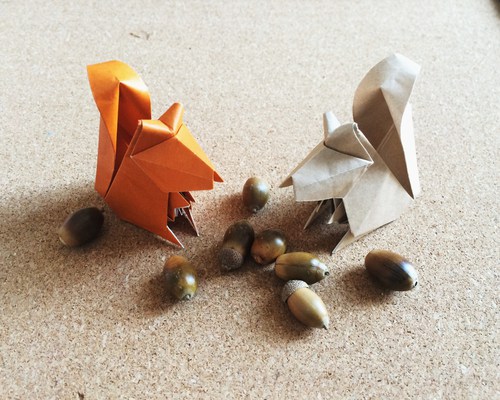 おりがみ教室いろは 暮らしを彩る折り紙 Origami 秋 リス おりがみで立体の可愛いリス