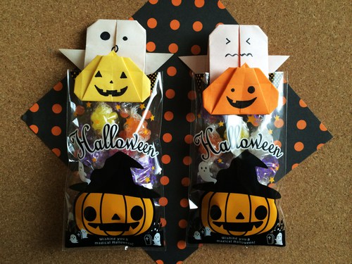 【origami・ハロウィン】おりがみ１枚でかぼちゃ＆おばけ