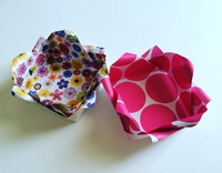 【origami・バラ】おりがみで薔薇の器・入れ物 2016/02/17 11:55:00