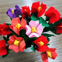 【origami・花】おりがみで椿の花束 2016/03/07 11:55:00