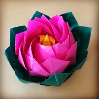 【origami・花】おりがみで立体ハスの花 2016/03/12 11:55:00