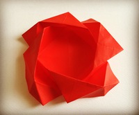 【origami・器】おりがみで花（バラ）の器・入れ物 2016/04/25 11:55:00