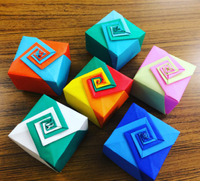 【origami・箱】おりがみで四角深箱うず隠し・ＢＯＸ