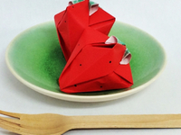 【origami・くだもの】おりがみで立体イチゴ 2016/11/09 11:55:00