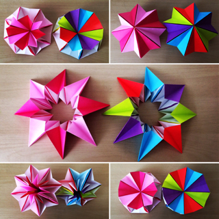 【origami・ユニット】おりがみでくるんくるん・まわっておもしろいね♪