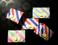 【origami・箱】おりがみ一枚で蓋付きの箱リボン付き 2016/06/10 11:55:00