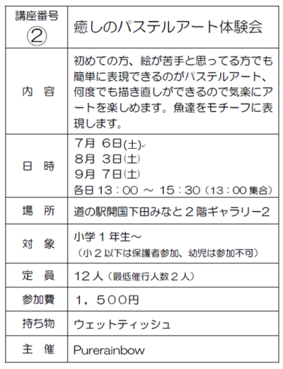 下田を遊ぶ・学ぶ 体験講座(7～9月) 受付中 ！